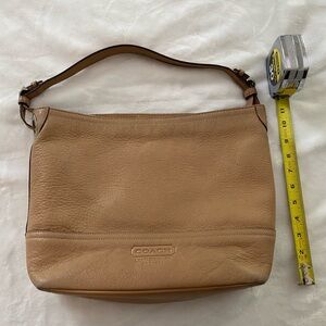 Coach Tan Leather Toiletry Bag with Pebbled Texture